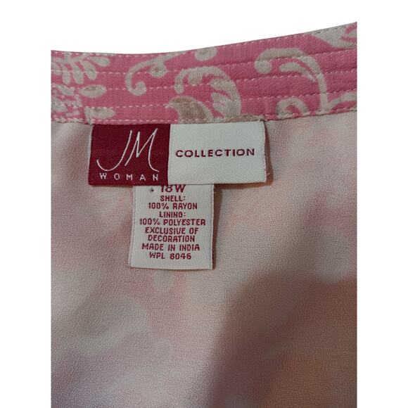 JM COLLECTION Tunic‎ Top Blouse Plus 18W Pink Brown V-Neck Dressy Career Event - Picture 4 of 7